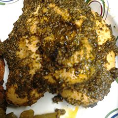 A picture of Greek sauce chicken stove top.