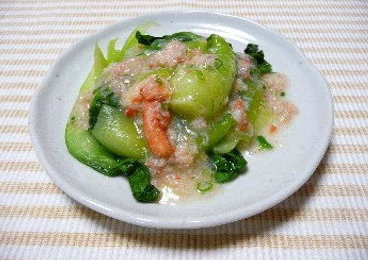 Crab and Bok Choy in Thick Ankake Sauce (Using Canned Crabmeat)