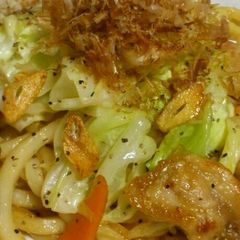 A picture of Easy Stir-Fried Udon Noodles with Lots of Cabbage.