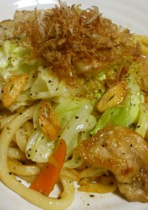 A picture of Easy Stir-Fried Udon Noodles with Lots of Cabbage.
