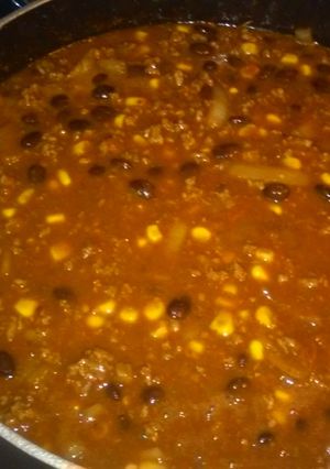A picture of Black Bean and Corn Chilli.