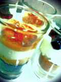 blueberry cheesecake & banoffee pie in shotglass