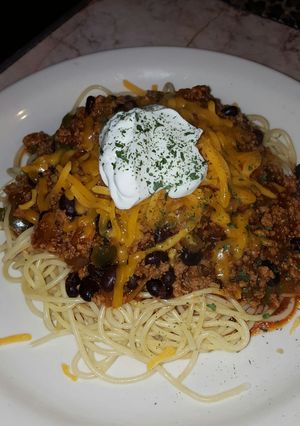 A picture of Chilli spaghetti.