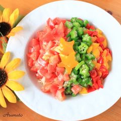 A picture of Tomato and Okra Milky Way Somen Noodles for Tanabata.