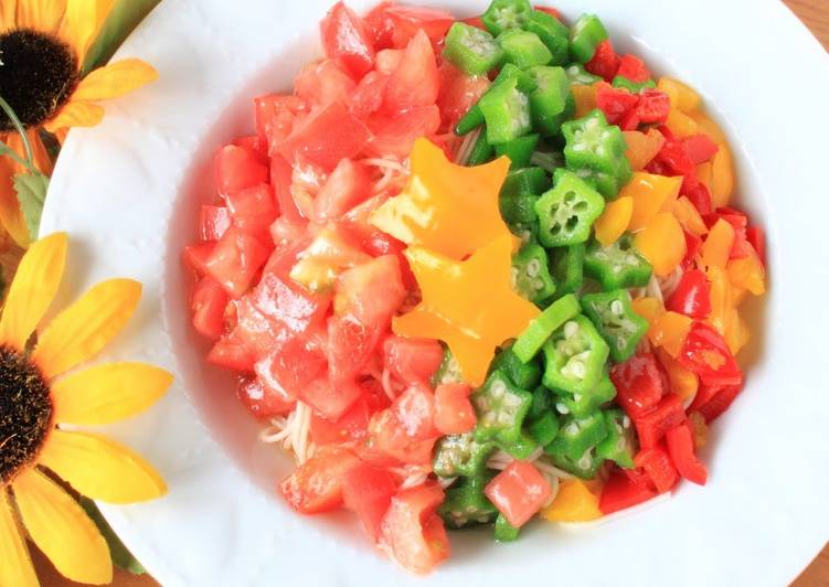 Tomato and Okra Milky Way Somen Noodles for Tanabata