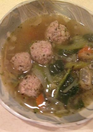 A picture of Italian Wedding Soup.