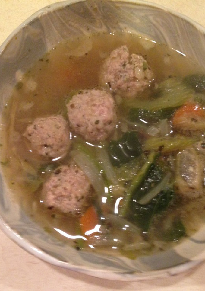 A picture of Italian Wedding Soup.