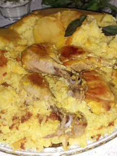 عکسی از دستور ته انداز مرغ و گوشت چرخ کرده 😉