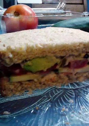 A picture of Cucumber, Avocado & Tomato Sandwich.