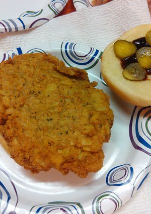 A picture of Easy breaded pork sandwich.
