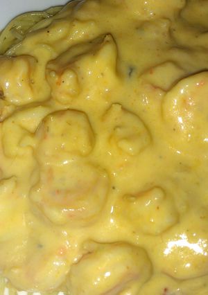 A picture of shrimp 'augratin for pasta or for dip.