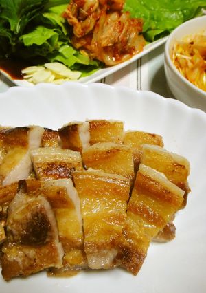 A picture of Easy Samgyeopsal in a Frying Pan.