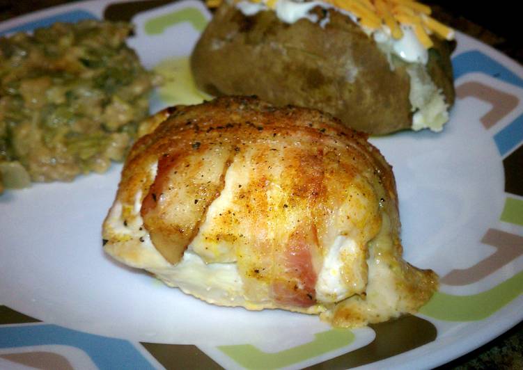 Bacon wrapped stuffed chicken