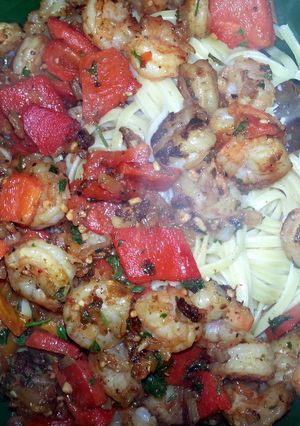 A picture of Pepper and Herb Shrimp Pasta.