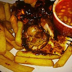 A picture of Tex's Devil's Cut BBQ Chicken Thighs 🍗🍷🍶🔥.