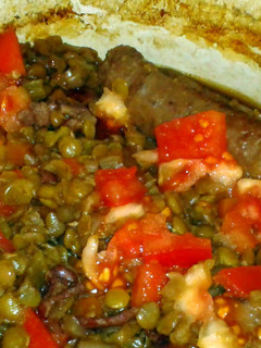 A picture of Venison Sausage and Green Lentil Stew.