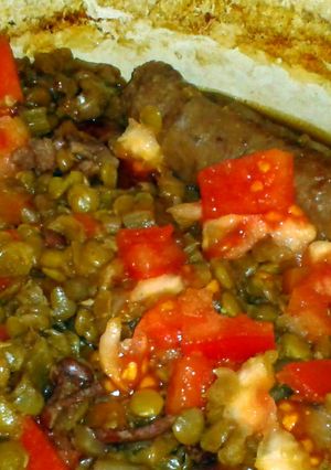 A picture of Venison Sausage and Green Lentil Stew.