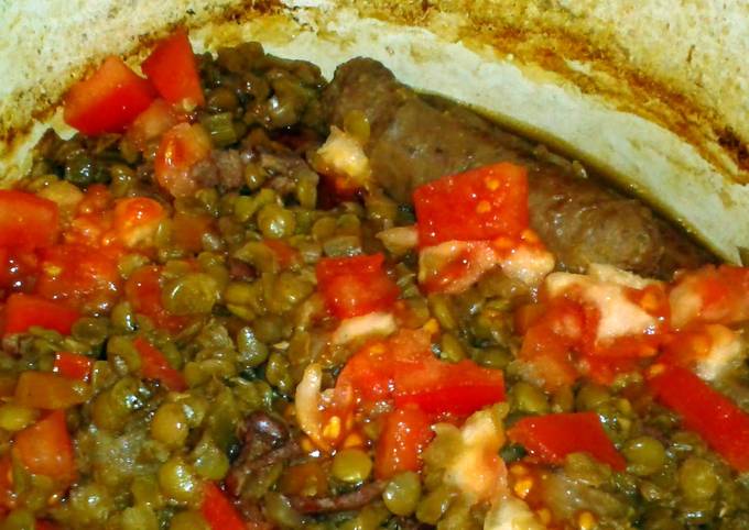 Venison Sausage and Green Lentil Stew