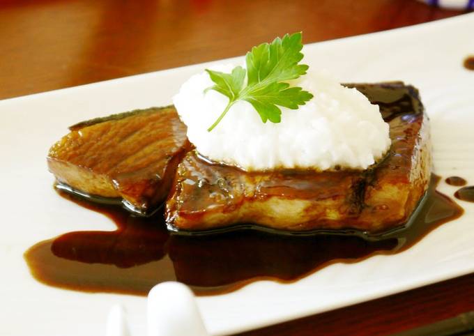 Amberjack Teriyaki with Balsamic Vinegar + Smashed Nagaimo Yam