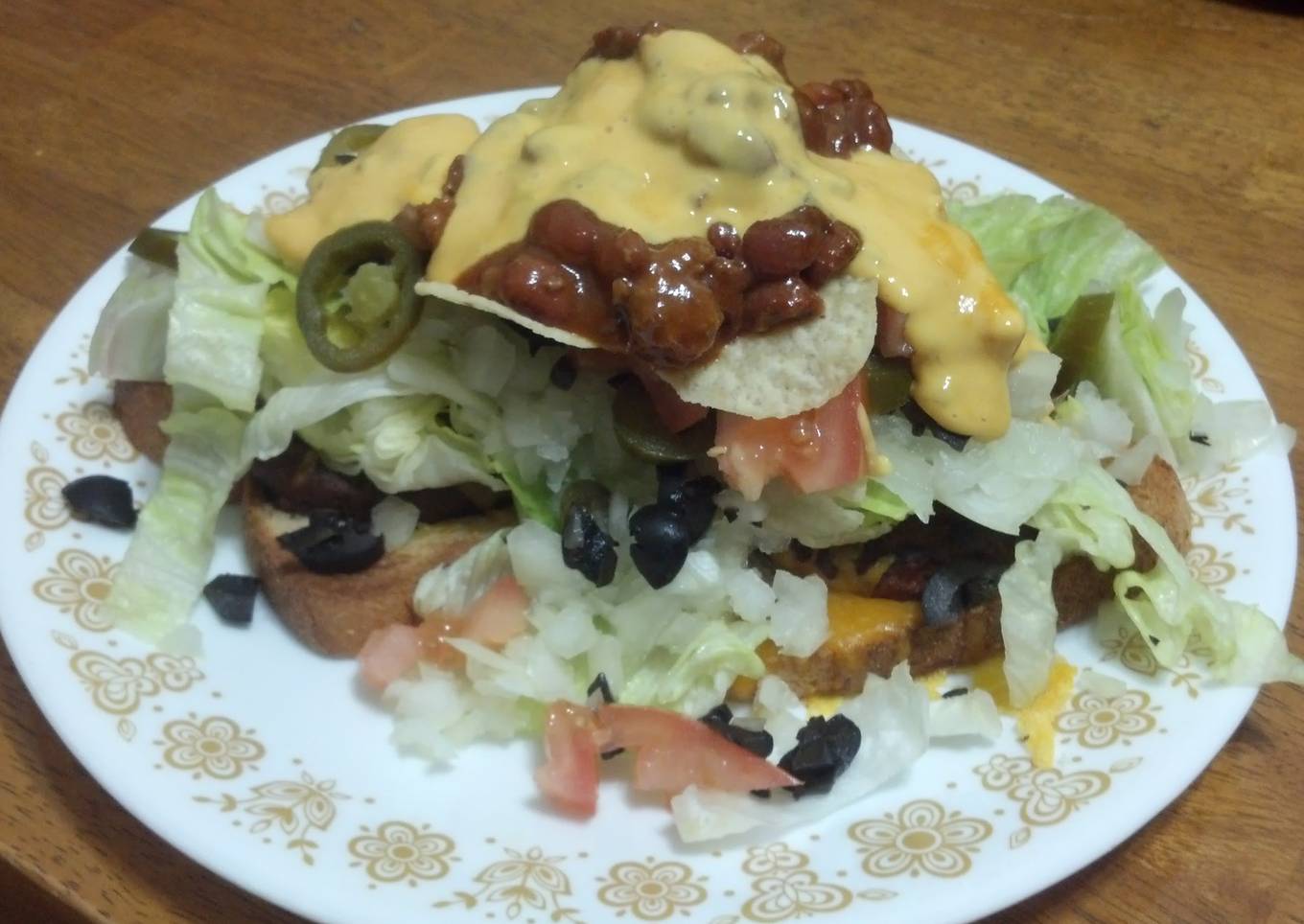 Open Face Nacho Cheeseburger