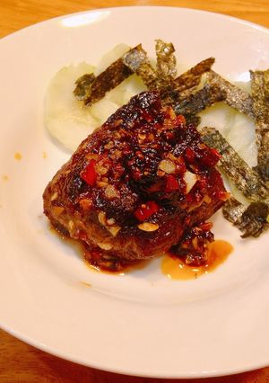 Hình của món Bò bít tết phiên bản tự chế :)).