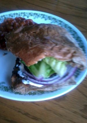 A picture of bison avocado burgers.