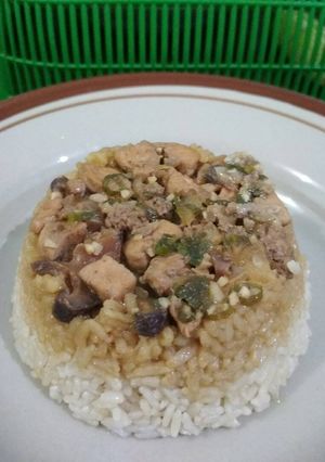 Foto resep Nasi tim ayam jamur