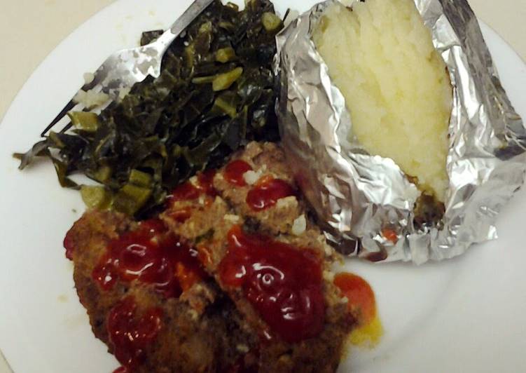 Simple Way to Make Homemade Regular Meatloaf and Collard Greens