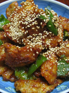 A picture of Crispy! Chicken Skin Stir-Fried in Spicy Miso.