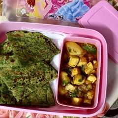 A picture of #Healthy tiffin recipe#thc#post-2#3-july#spinishparathawithaalupaneer.