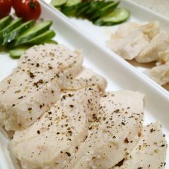 Moist Boiled Chicken Breasts with Shio-Koji A picture of Moist Boiled Chicken Breasts with Shio-Koji.