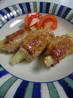 A picture of Great in Bentos! Potatoes Rolled in Pork.