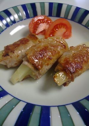 A picture of Great in Bentos! Potatoes Rolled in Pork.