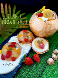 Foto resep Coconut puding jelly fruit