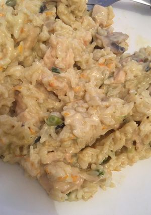 Una foto de Risotto pollo champiñón