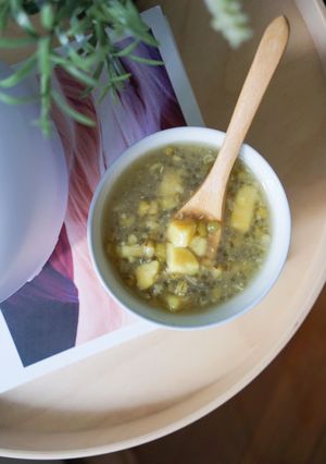 A picture of Green Bean Soup with Sweet Potato.