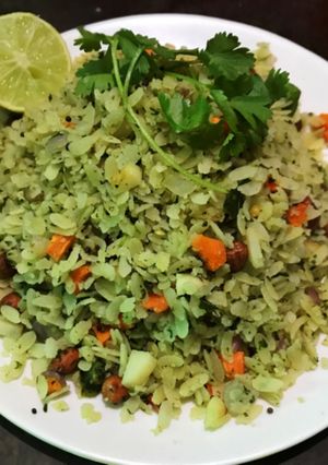 A picture of Coriander poha.