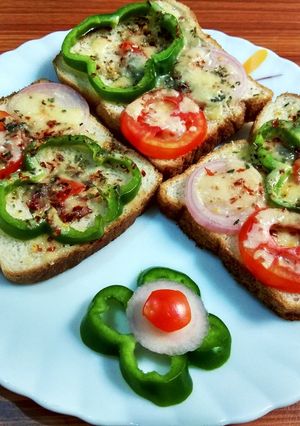 चीज़ वेजिटेबल ओपन सैंडविच रेसिपी मुख्य फोटो