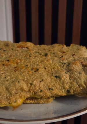 A picture of Oven-Baked Beef Milanesa.