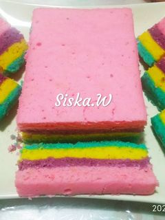 Foto resep Cake Rainbow (Bolu kukus pelangi) 🌈