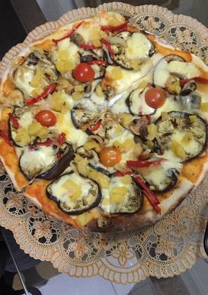 Una foto de Pizza vegetariana de berenjenas