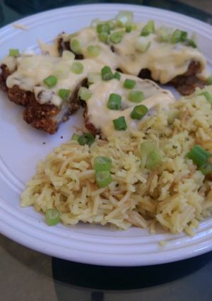 A picture of Italian parmesan crusted chicken breasts.