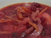 A picture of borscht with cabbage
