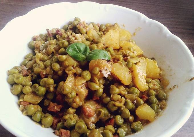 Curried Potatoes, Peas and Bacon Recipe
