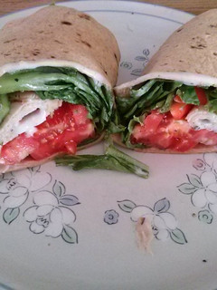 A picture of Dean's Healthy Awesome Turkey Caesar Salad Wrap.