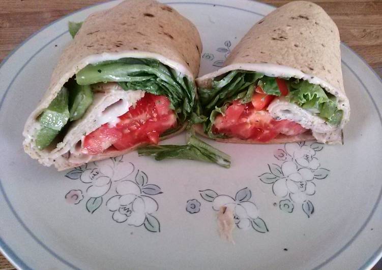 Dean's Healthy Awesome Turkey Caesar Salad Wrap