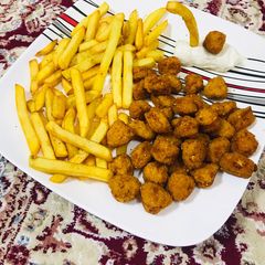 French fries & chicken popcorns!!! A picture of French fries & chicken popcorns!!!.