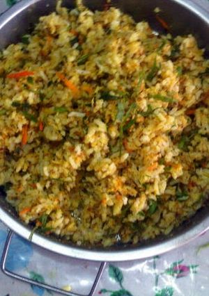A picture of Chinese Peranakan Mixed Herbs Rice - Nasi Ulam.