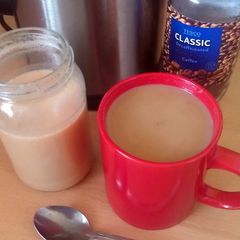 A picture of Vickys Pumpkin Spiced Coffee Creamer, GF DF EF SF NF.