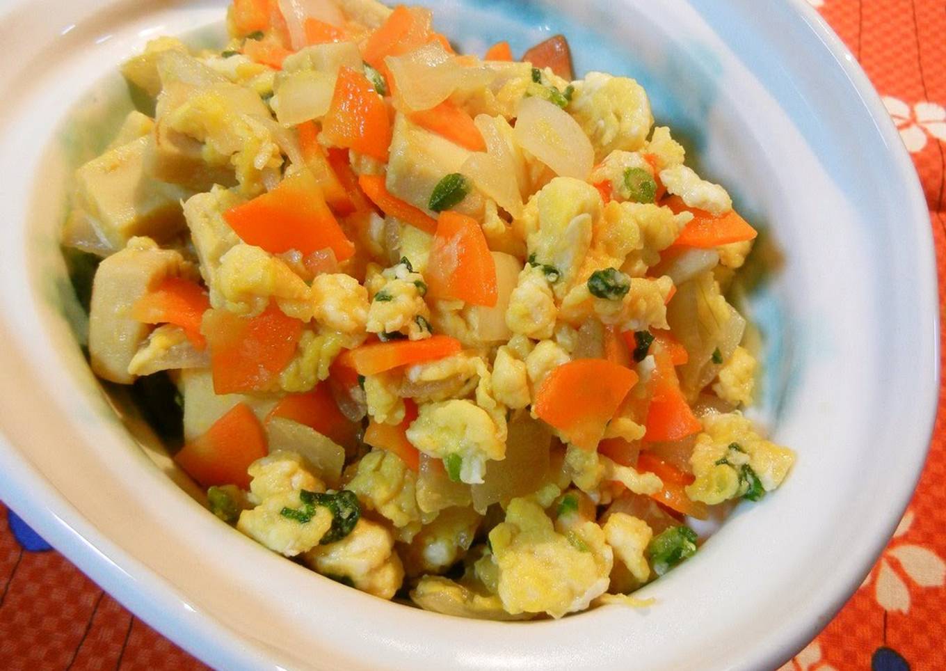 Steps to Make Quick Koya Tofu Stir-Fried with Veggies and Egg